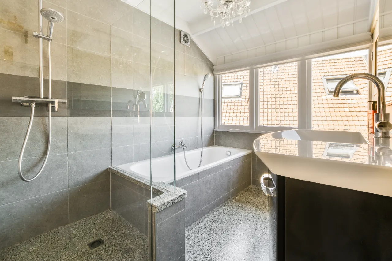 Modern bathroom with new fixtures in Connecticut