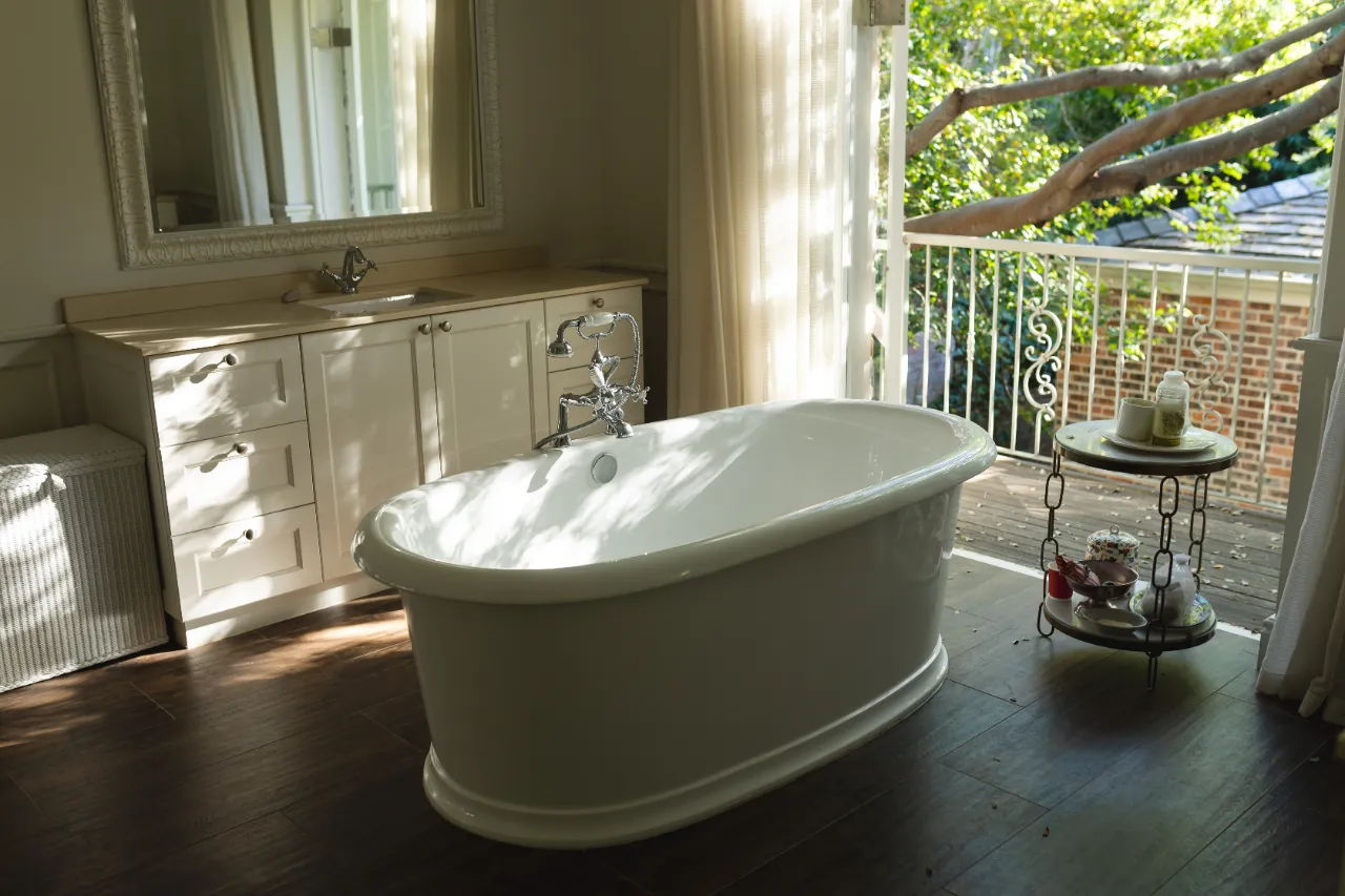 Bathroom interior with bathtub in Connecticut